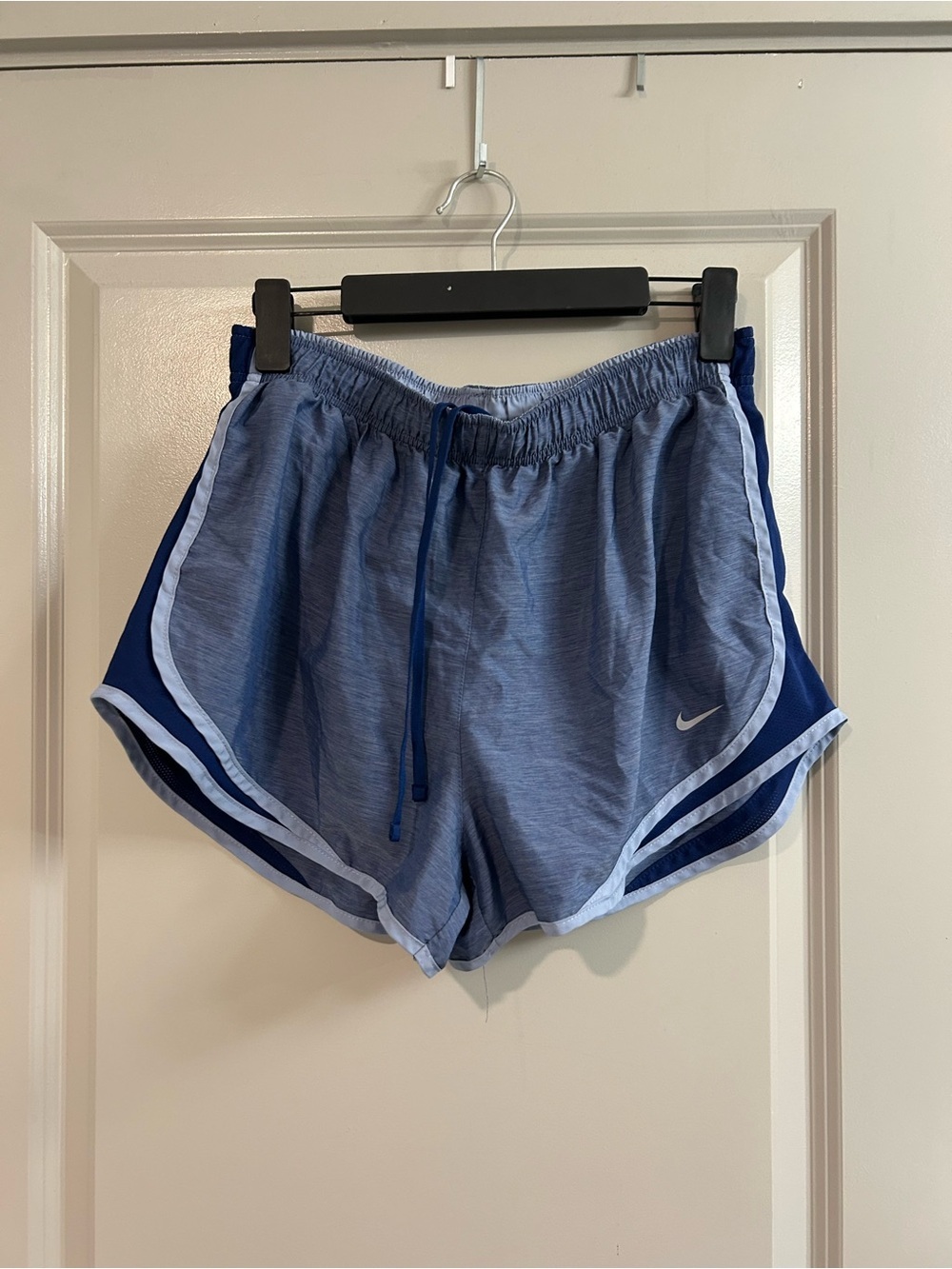 Nike Women's Light Blue and Navy Athletic Shorts